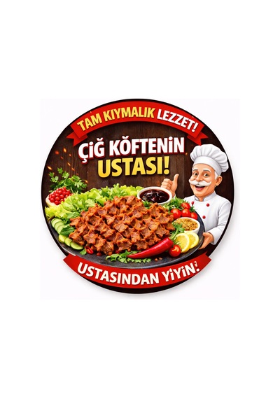 Mayeka Çiğ Köfte Dükkanı İçin Duvar Kapı Tablo Süsü Ahşap Askılı Pano Tabela No 17