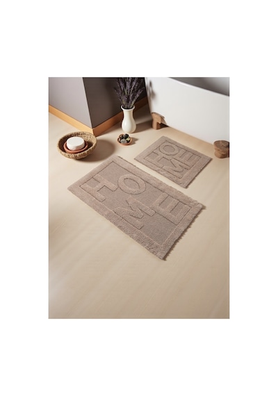 Buççin Online Mağaza Narellan Pamuklu Banyo Paspas Takımı 60x100 50x60 Kahve+ Pamuk Polyester Kahverengi Çok Renkli
