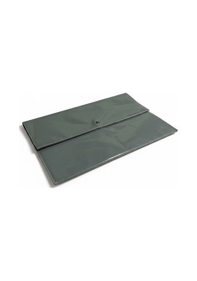 Plush Studıo Istanbul Gri Rugan Peluş Astarlı Laptop Evrak Çantası 36x26 Cm Şık Notebook Çantası Gri Gri