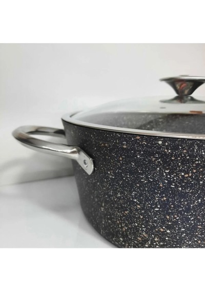 3116 28cm Granit Tencere Siyah