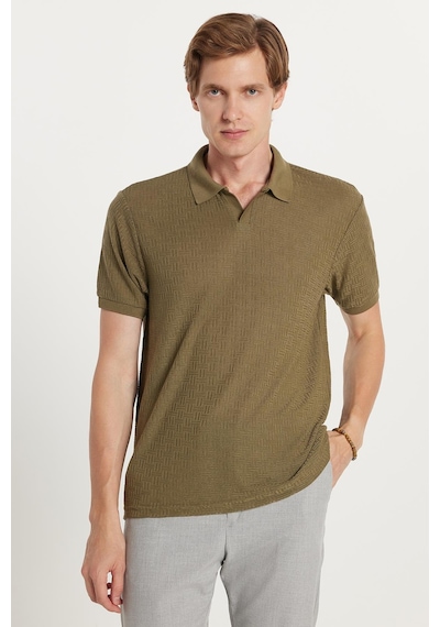 Tudors Erkek Slim Fit Dar Kesim Viskon Kumaş Desenli Düz Pike Düğmesiz Haki Polo Yaka Tişört-34759 Haki Tudors Erkek Slim Fit Dar Kesim Viskon Kumaş Desenli Düz Pike Düğmesiz Haki Polo Yaka Tişört-34759 Haki