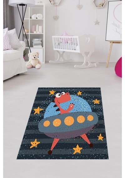 Pelangi Sevimli Dinozor Desenli Yıldızlı Dijital Baskılı Kaymaz Taban Bebek Ve Çocuk Odası Halısı, Mavi 100 X 400 Sku: Zeusb0fdx4z7q9 163kırçıllıhasır