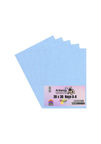 Açık Mavi Keçe A4 2 Mm 20x30 Cm 5 Li 1 Paket Okul Kreş Etkinlik