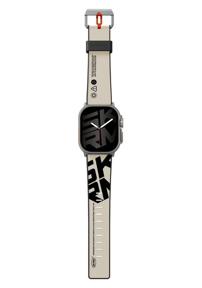 Watch Ultra Uyumlu Deri Kordon 49mm Skinarma Spunk Serisi Pu Strap Kayış Krem
