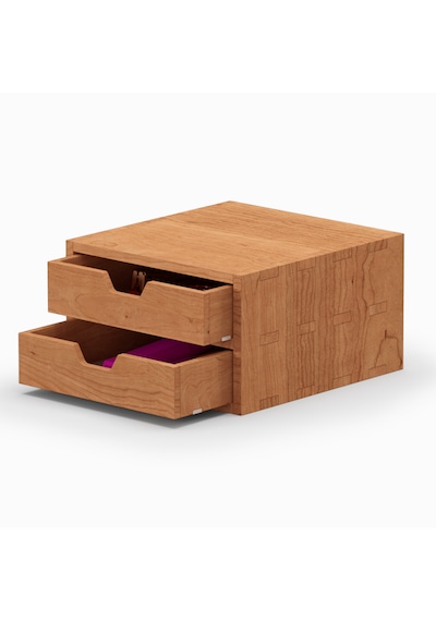 Desna İki Katlı İki Çekmeceli Dolap - Kiraz 18 Cm Uzunluk X 19 Cm Derinlik X 10.8 Cm Woodsaka Doğal Ahşap