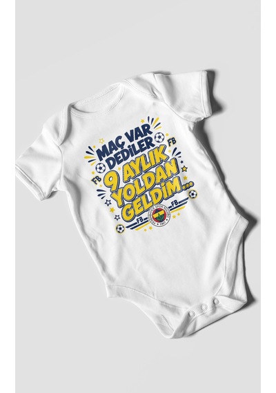 Morivokids Maç Var Dediler Yazılı Kısa Kollu Bebek Body %100 Pamuk Zbn277-kk Beyaz