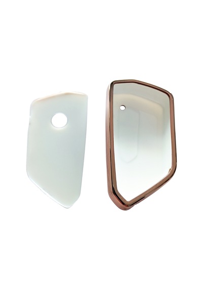 Volkswagen Golf 8 Seat Cupra Skoda Octavia Uyumlu Kumanda Anahtar Kılıfı Oto Anahtarlık Beyaz Gold