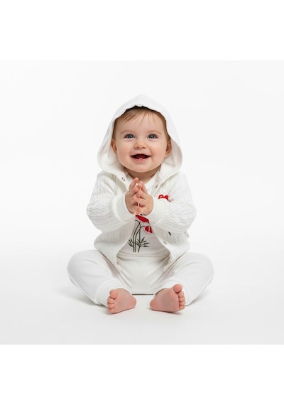 Milays Kız Bebek %100 Pamuk 0-3 Ay Premium Kalite Setler Beyaz