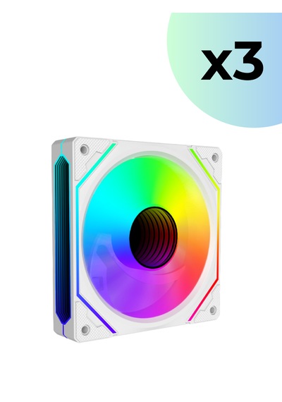 Supernova İle Uyumlu 3 Adet 6pın Argb Fan Hexagon Aynalı 6 Pin Kontrolcüye Bağlanan Fan Seti Beyaz