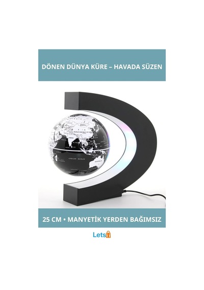 Mıknatıslı Ortada Dönen Dünya Küre 25 Cm Modern Dekoratif Öğesi Diğer