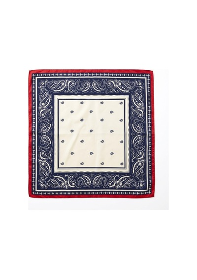 Last İcon Kırmızı Lacivert Şal Desenli Fular Bandana Boyun Aksesuarı Çok Renkli
