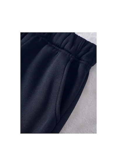 Tarzsokak Essnce Solid Drawstring Waist Thermal Lined 4 Mevsim Eşofman Lacivert