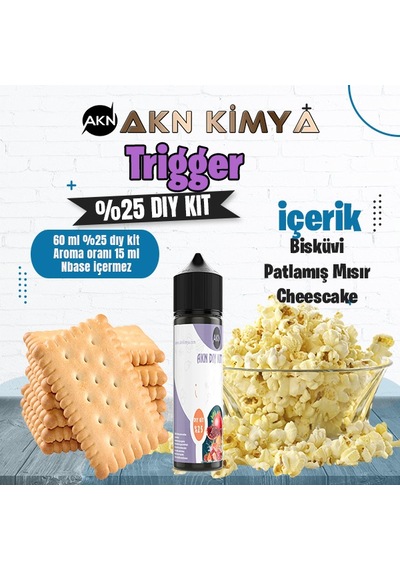 Trigger Yoğun Dıy Kit Bisküvi Patlamış Mısır Gıda Aroması %25 Oranda Aroma İçerir Hazır Değildir 60 Ml