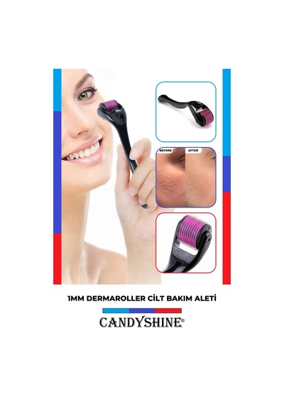 Candyshine 1 MM Deluxe Titanyum 540 İğneli Cilt Yüz Vücut ve Saç Yenileyici Dermaroller Cilt Masaj Aleti