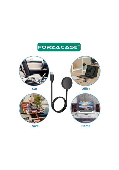 Forzacase Samsung Galaxy Uyumlu Watch 6 Serileri İçin Type-c Manyetik Şarj Kablosu - Fc017 Siyah