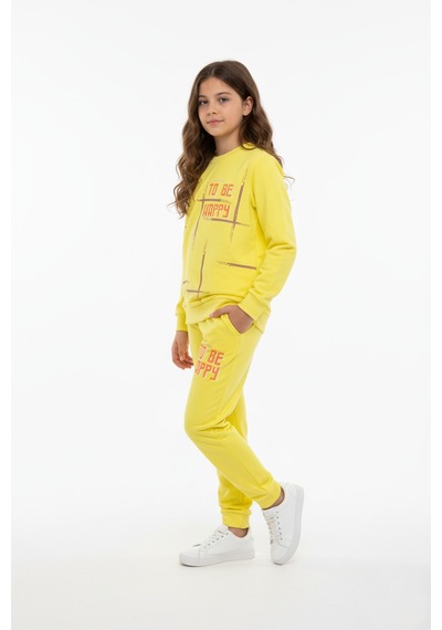 Mnk Baby & Kids To Be Happy Motif Kız Çocuk Eşofman Mnk0624 sarı