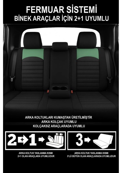 Volkswagen Golf 2.0 Fsi Sportline 4k.tipt. 150 2006 Uyumlu Thor Serisi Tam Set Tay Tüyü Oto Kılıf Yeşil