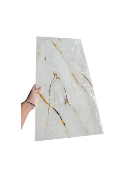 10 Adet 30x60cm Sade Gold Mermer Desen Yapışkanlı Köpük Duvar Paneli Kağıdı Banyo,tezgah Arasıtx-076 Çok Renkli