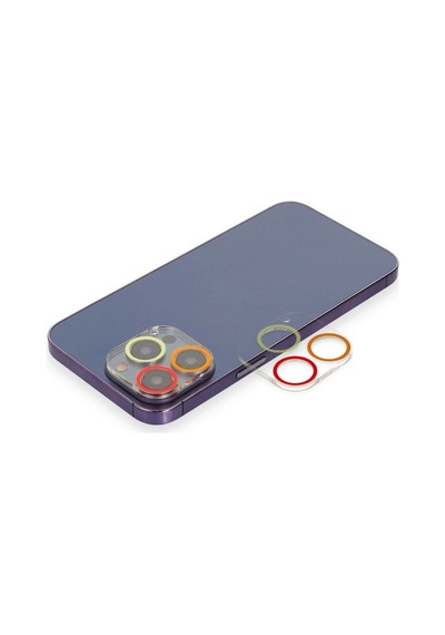 Apple iPhone Uyumlu 12 Pro Max Renkli Kamera Lens Koruma Cam - Turuncu-kırmızı Çok Renkli