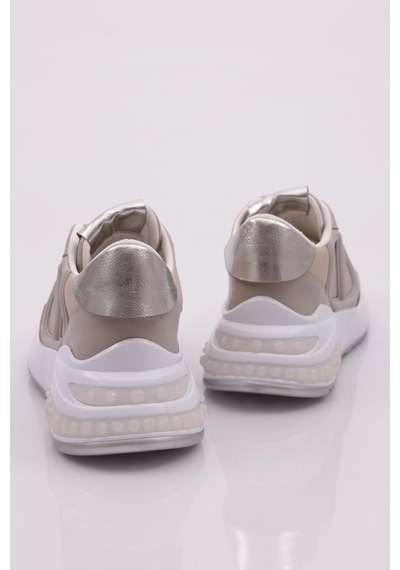 Dgn 041 Kadin V Desenli Sneaker 041-2252-R45615 Gümüş