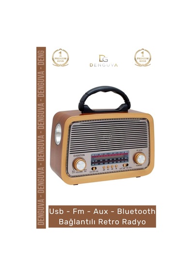 Radyo Bluetooth Hoparlör Mp3 Çalar Usb Sd Kart Girişli Şarjlı Retro Sd Dekoratif Nostaljik Radyo