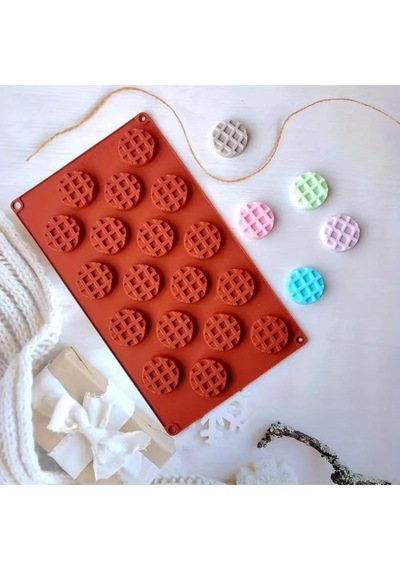 Silikon Waffle Kalıbı, Çikolata Kalıbı, Bisküvi Kalıbı Ve Kurabiye Kalıbı Mini Yuvarlak Kahverengi