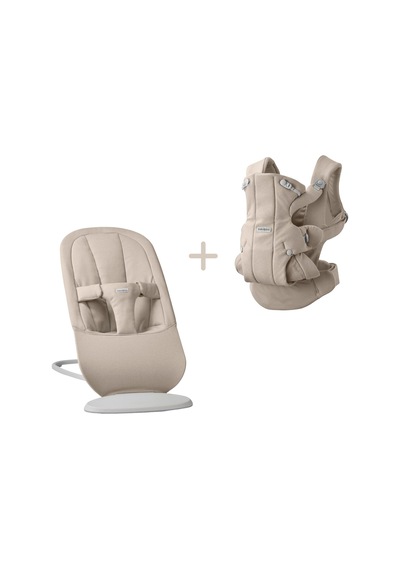Babybjörn 2 Li Set Begin Ana Kucağı & Kanguru Hold Woven Sand Grey