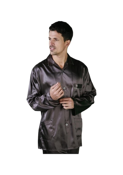 Ancelo Apaş Yakalı Erkek Saten 2'li Pijama Takım 444 001