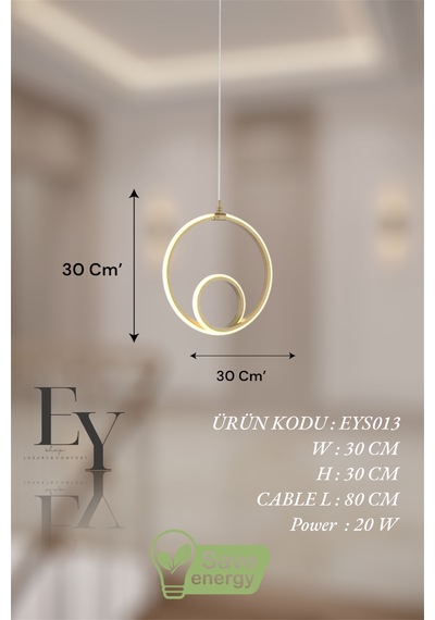 Ey Shop Eskitme Damla Göz Model 3 Renk Kumandalı Led Avize Eskitme Gold