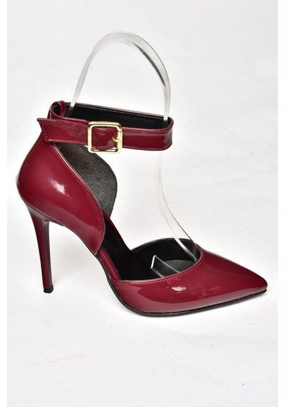 Fox Shoes K654073308 Bordo Rugan İnce Topuklu Kadın Ayakkabı Bordo