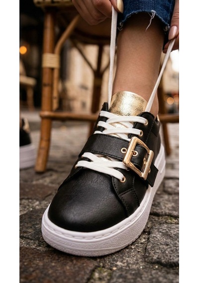 Marina Rosse Lusi Kemer Gold Detaylı Günlük Ortopedik Sneaker Siyah