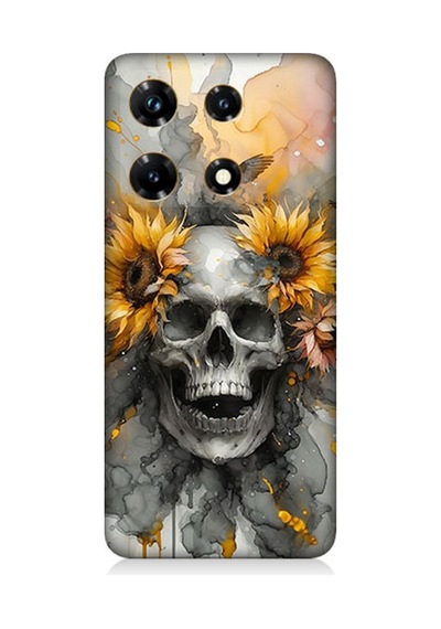 İnfinix Note 30 Pro Uyumlu Çiçekli Kurukafa Fantezisi Desenli Silikon Kılıf Çok Renkli
