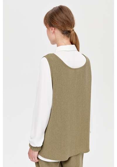 Esswaap Retro Dokulu Üçlü Pantolonlu Takım Haki-haki Haki