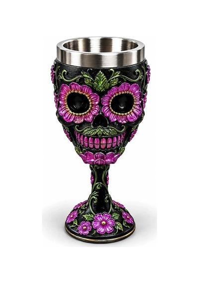 Day Of The Dead Şeker Kuru Kafa Tasarımlı 3d Çelik Kadeh Bardak Alk6513 Çok Renkli