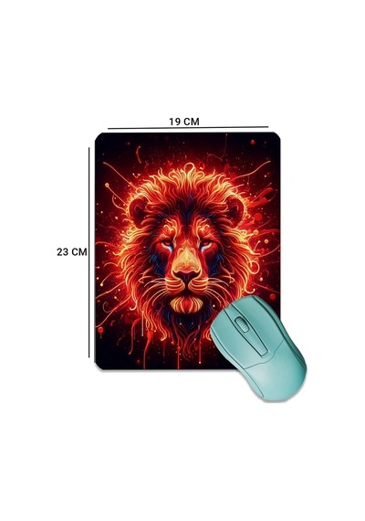 Sonictouch Kırmızı Neon Aslan Pürüzsüz Yüzey Kaymaz Taban Dikişsiz Kenar Gamer Oyuncu Mouse Pad 19x2 Mousepad