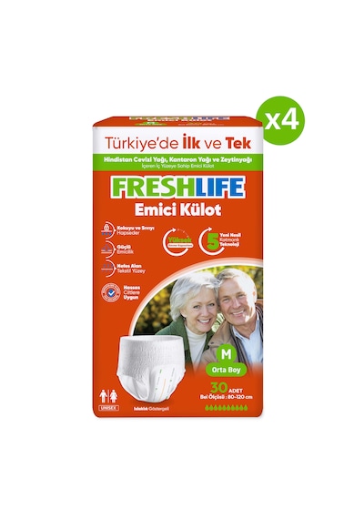 Freshlife Emici Külot Orta Boy M 30'lu 4 Adet Hasta Bezi