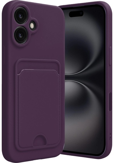 iPhone Uyumlu 16 Kılıf Kelvin Kartvizitli Silikon - Derin Mor