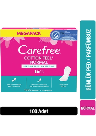 Carefree Cotton Feel Normal Parfümsüz Günlük Ped 100'lü Paket