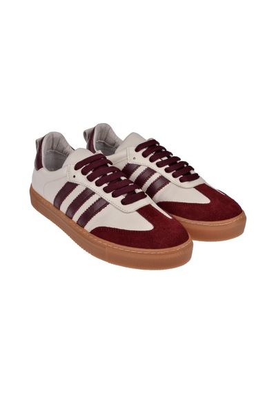 Floor Hakiki Deri Kadın Spor Ayakkabı Sneaker Mak-3020 Bordo