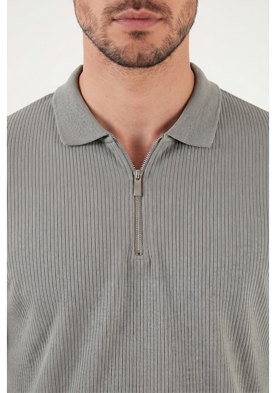 Buratti Pamuklu Regular Fit Fermuarlı Erkek Polo Yaka T Shirt 5902738 Açık Haki