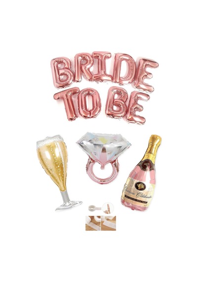 Rose Gold Bride To Be Bekarlığa Veda Partisi 4 Lü Folyo Balon Set Rose Gold