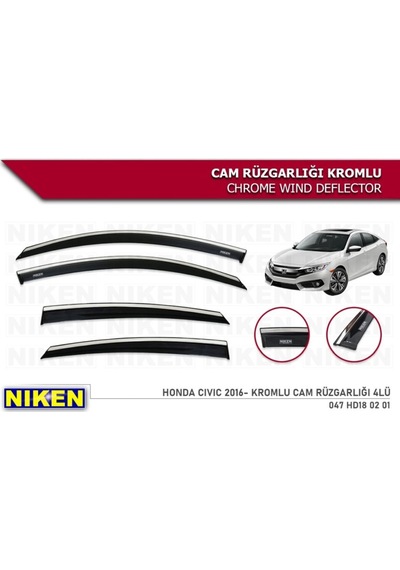 Niken Honda Civic 2016 Kromlu Cam Rüzgarlığı 4 Lü