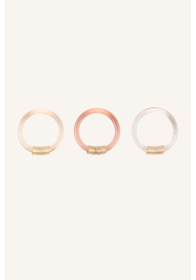 Defacto Kadın Metal Sargı Detaylı Şeffaf 3lü Yüzük Seti I1617axnsog474 Turuncu-og474 41511453