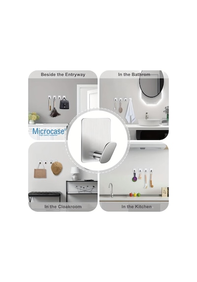 Yapışkanlı Paslanmaz Çelik Banyo Mutfak Eşya Havlu Vb Metal Askılık - Al5180 2 Adet Siyah