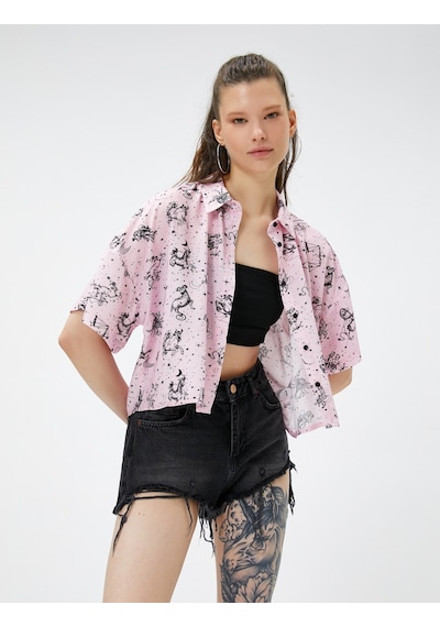 Koton Crop Gömlek Kısa Kollu Viskon Düğmeli Burç Baskılı Pembe Desenli 3sal60212ıw 3SAL60212IW2D5 Pembe Koton Crop Gömlek Kısa Kollu Viskon Düğmeli Burç Baskılı Pembe Desenli 3sal60212ıw 3SAL60212IW2D5 Pembe