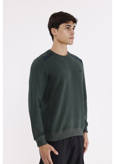 Rowinger Selanik Kumaş Yapılı Esnek Manşetli Konforlu Rahat Kesim Sweatshirt Darkgreen