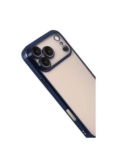 Apple iPhone Uyumlu  17 Pro Max Uyumlu Lensli Silikon - Lacivert