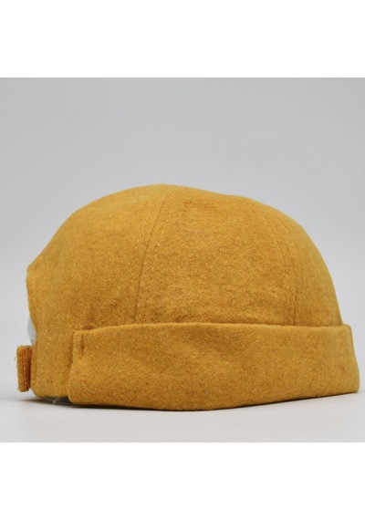 Şapkadan Etnik Desen Kısa Docker Şapka Vintage Cap Kasket Sarı