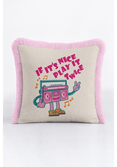 Retro Müzik Kaset Pop Art Saçaklı Yastık Kılıfı - Eğlenceli Genç Odası Pembe Püsküllü Kırlent Kılıfı Yalın Rota Aura Retro Müzik Kaset Pop Art Saçaklı Yastık Kılıfı - Eğlenceli Genç Odası Pembe Püsküllü Kırlent Kılıfı Yalın Rota Aura