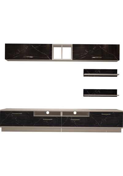 Decoraktiv Trendstyle 5220 Mdf Tv Ünitesi Tv Sehpası Beyaz - Siyah Mermer